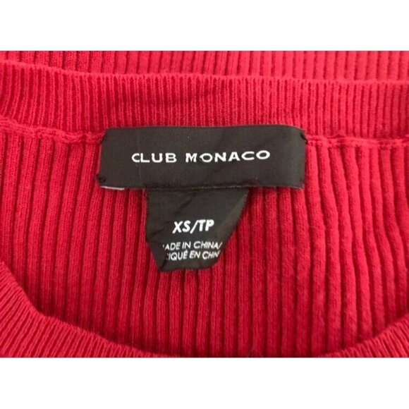 CLUB MONACO Long Satin Sleeve Ribbed Knit Sweater Size XS Red - Picture 6 of 6